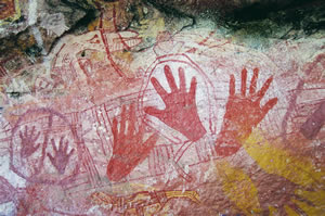 rock art with hands