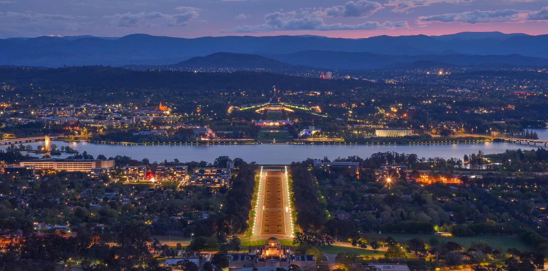 Canberra aerial night view